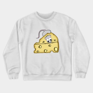 Cartoon Mouse Stuck in Swiss Cheese Crewneck Sweatshirt